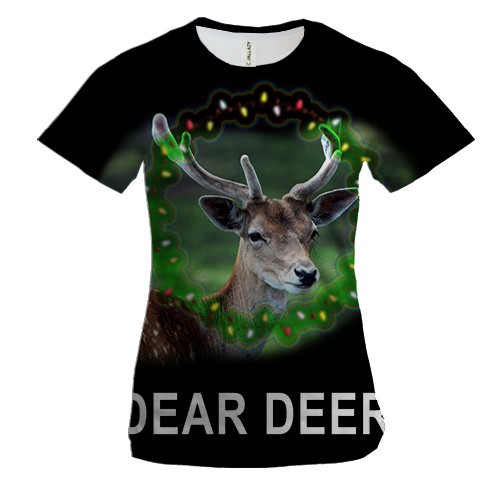 Жіноча 3D футболка з новорічним оленем "Dear Deer"