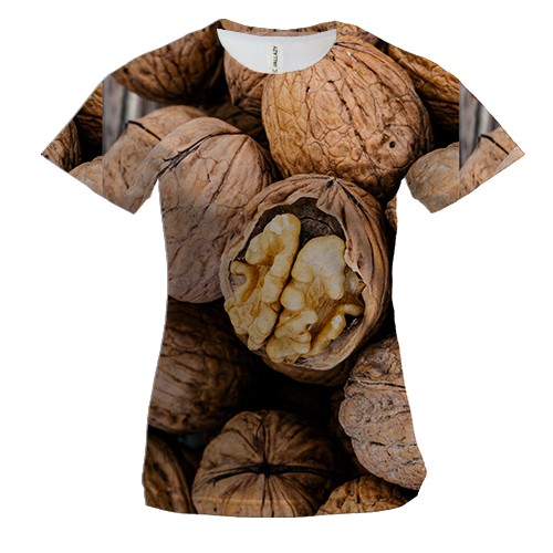 Женская 3D футболка с грецким орехом