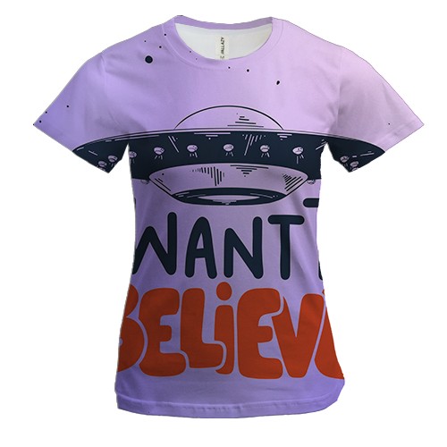 Женская 3D футболка I want to believe