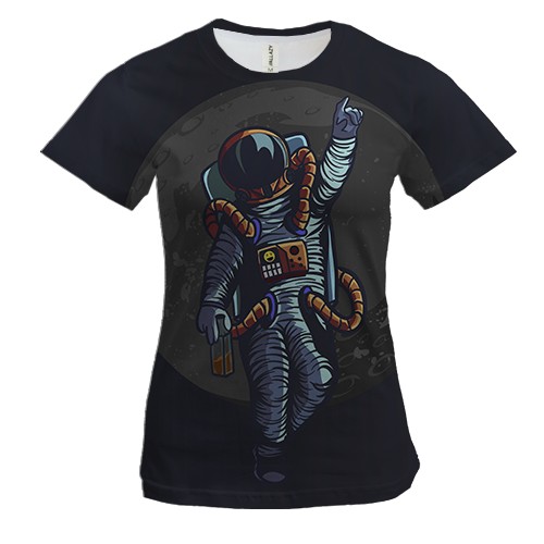 Женская 3D футболка с летящим космонавтом