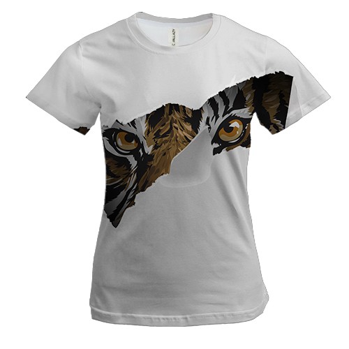 Женская 3D футболка с выглядывающим тигром