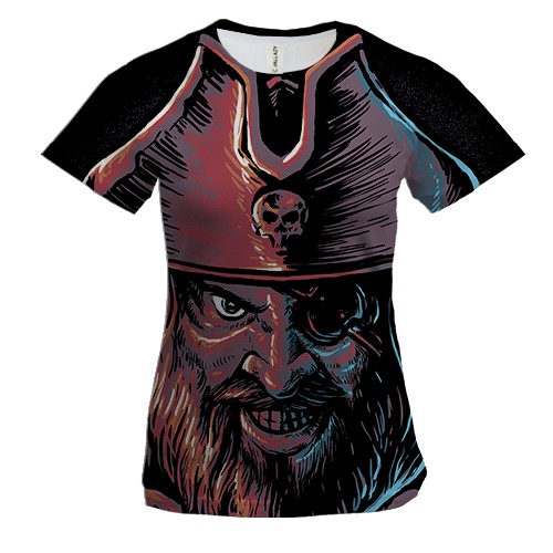 Женская 3D футболка с пиратом в шляпе