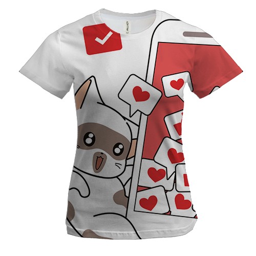 Женская 3D футболка с котами и лайками