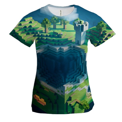 Женская 3D футболка Minecraft - Мир