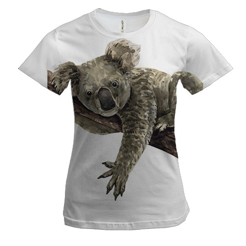 Жіноча 3D футболка з ледачою коалою