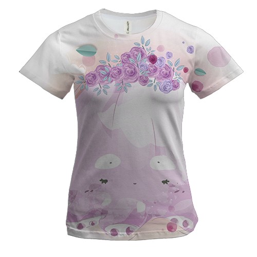 Женская 3D футболка с осьминогом в цветах
