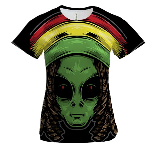 Жіноча 3D футболка з прибульцем растаманом