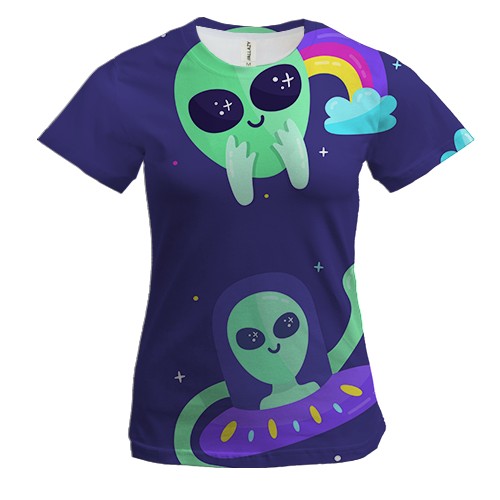 Жіноча 3D футболка з милим прибульцем