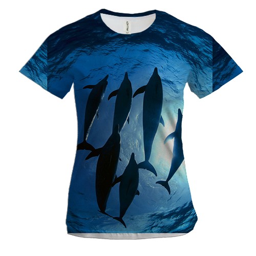 Жіноча 3D футболка з дельфінами
