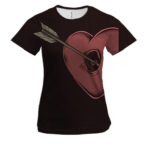 Женская 3D футболка с сердцем и стрелой