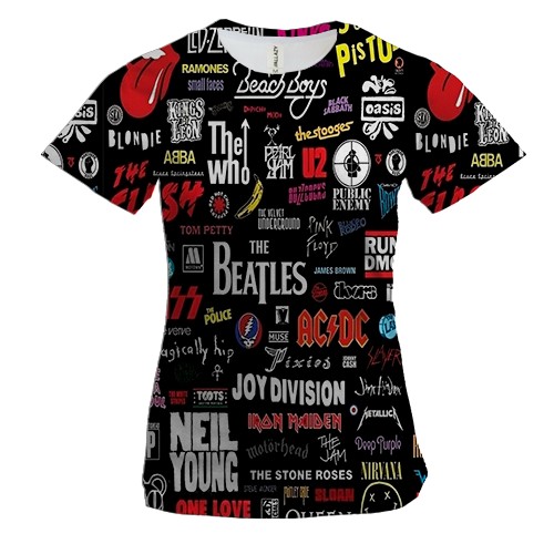 Жіноча 3D футболка з музичними гуртами