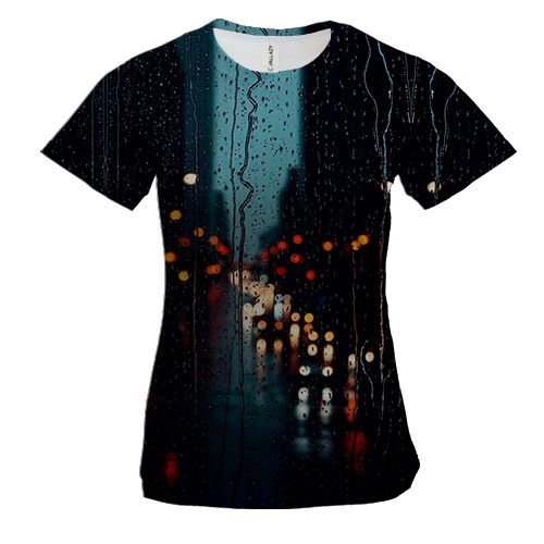 Жіноча 3D футболка місто в дощі