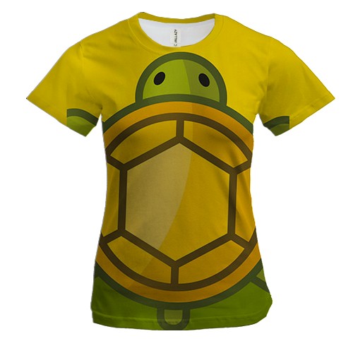 Женская 3D футболка с зеленой черепахой