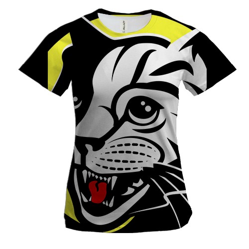 Жіноча 3D футболка з чорно-білим котом