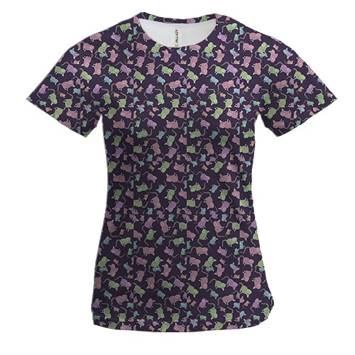 Жіноча 3D футболка з різнокольоровими щурами