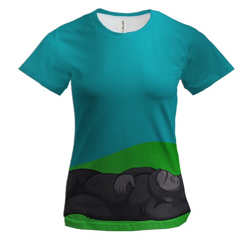 Жіноча 3D футболка з ледачою мавпою