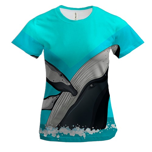 Женская 3D футболка с плывущим китом