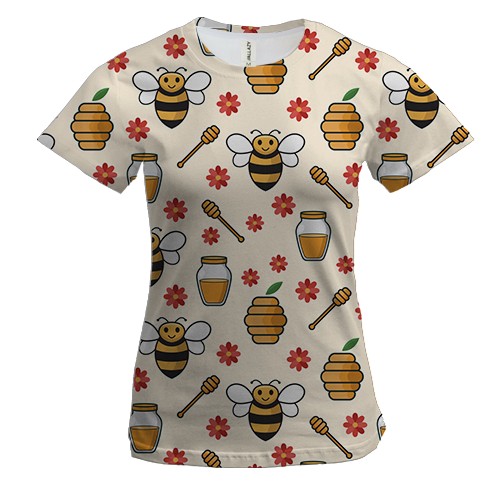 Жіноча 3D футболка з бджолами і медом