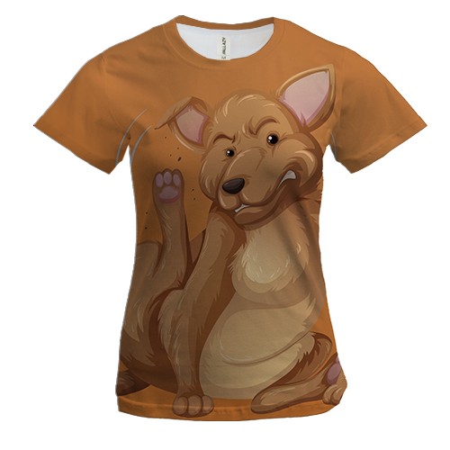 Женская 3D футболка с собакой и блохами