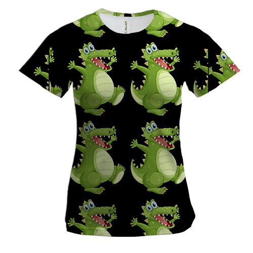 Женская 3D футболка с веселыми крокодилами