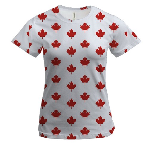 Женская 3D футболка с листиками флага Канады