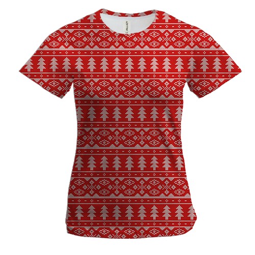 Жіноча 3D футболка з новорічною текстурою