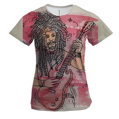 Жіноча 3D футболка з гітаристом і дредами