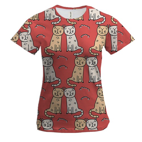 Женская 3D футболка с грустными котами