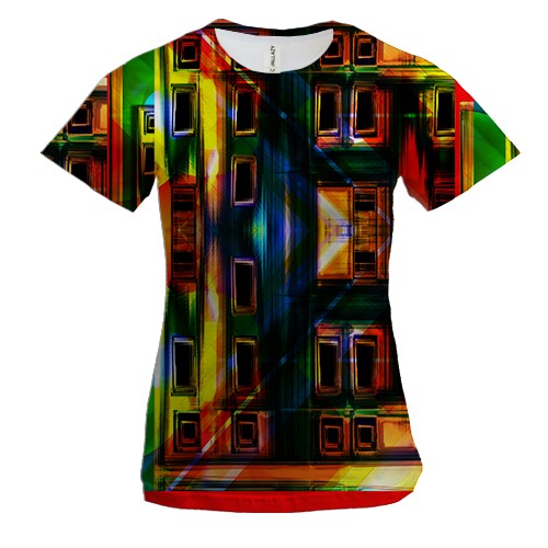 Женская 3D футболка с красочными фасадами