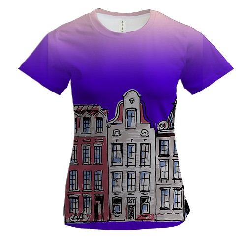 Женская 3D футболка с фасадом дома