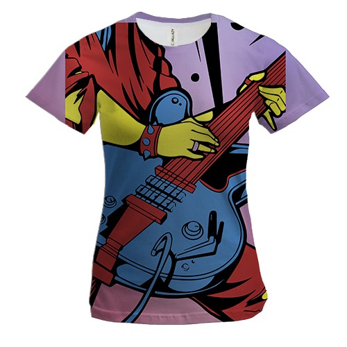 Жіноча 3D футболка з жовтим гітаристом