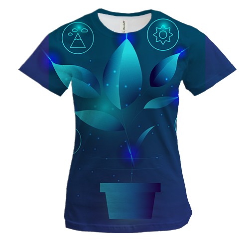 Женская 3D футболка с градиентным цветком
