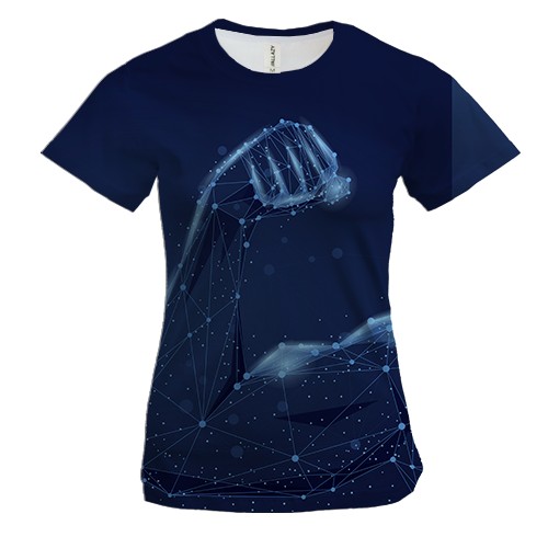 Женская 3D футболка с полигональной рукой