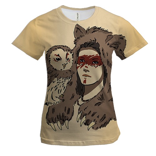 Женская 3D футболка с девушкой и совой
