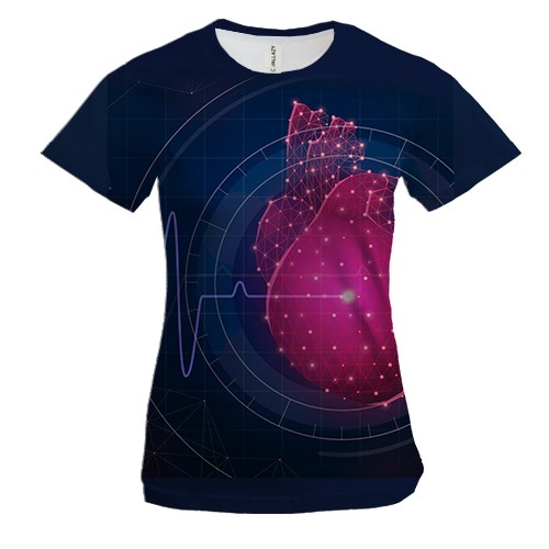 Жіноча 3D футболка з полігональним серцем