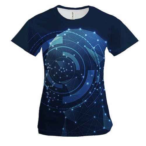Жіноча 3D футболка з полігональним силуетом людини