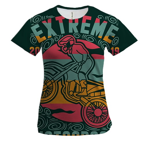 Женская 3D футболка Extreme motocross