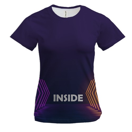 Женская 3D футболка с надписью "Inside"