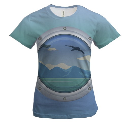 Жіноча 3D футболка з ілюмінатором корабля