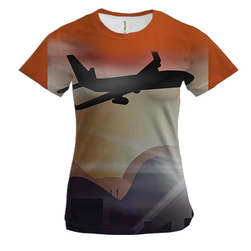 Жіноча 3D футболка з летять боїнгом