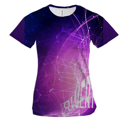 Жіноча 3D футболка з надписью "Qwerty"