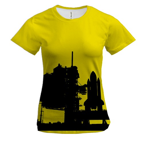 Женская 3D футболка с космодромом