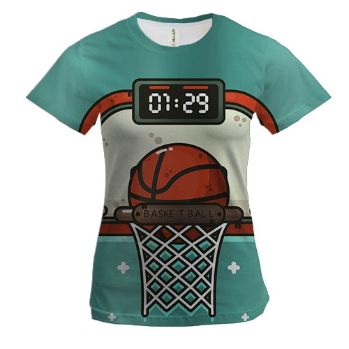 Женская 3D футболка с баскетбольным кольцом