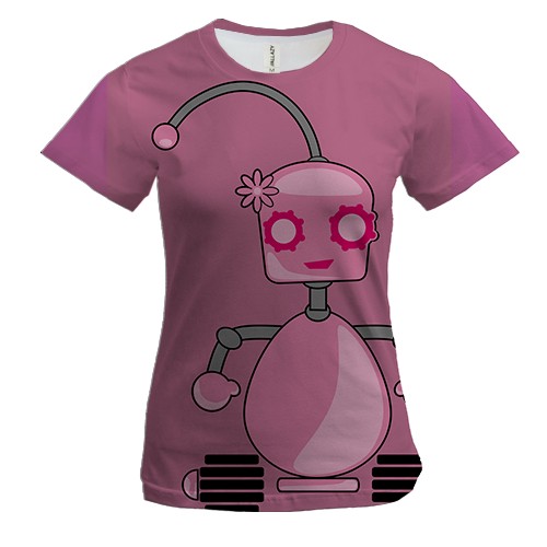 Женская 3D футболка с девочкой роботом
