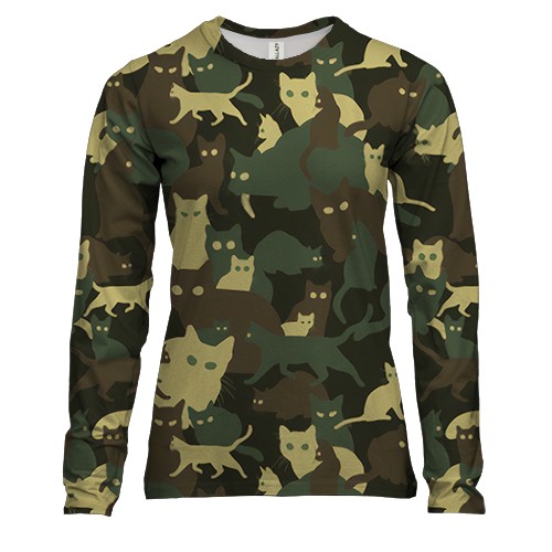 Жіночий 3D лонгслів Камуфляж коти