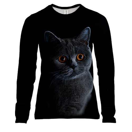 Жіночий 3D лонгслів з котом "Британець"