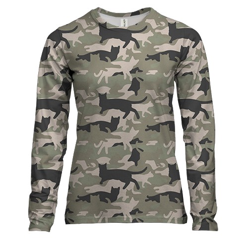 Жіночий 3D лонгслів Котофляж у стилі Мультикам