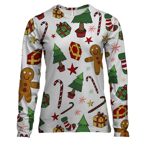 Женский 3D лонгслив Новогодние атрибуты