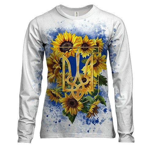Жіночий 3D лонгслів Герб України із соняшниками