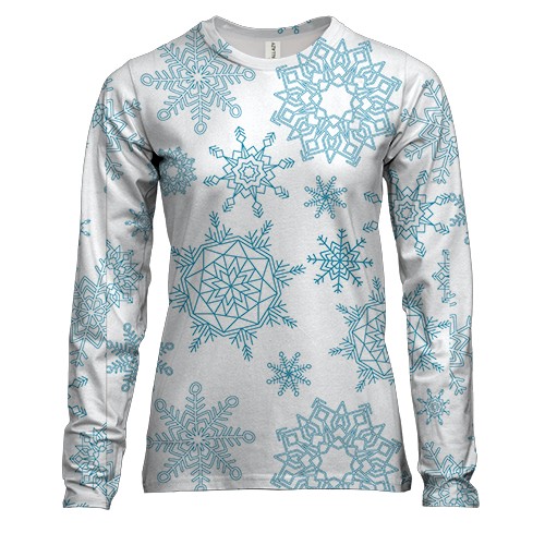 Жіночий 3D лонгслів сніжинки патерн